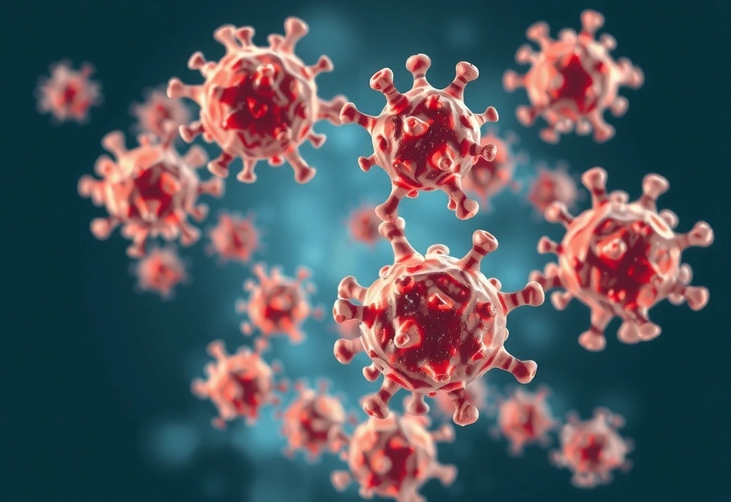 Molecola stilizzata di cromo interagisce con cellule, simboleggiando la regolazione del metabolismo e del glucosio.